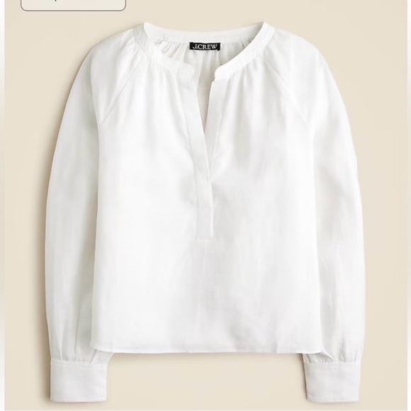NWT J Crew Cabana Top Linen Shirt Breathable Date Vacation  CI542 White Small - Picture 3 of 11